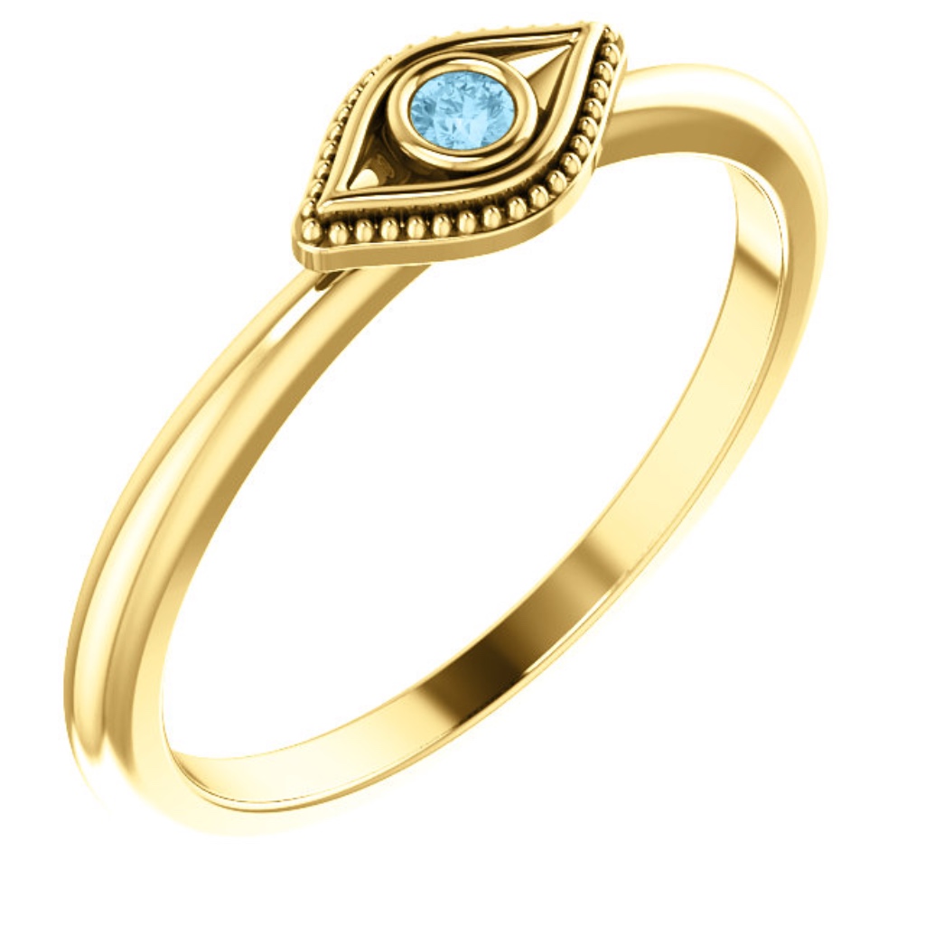 14k Stackable Evil Eye Ring